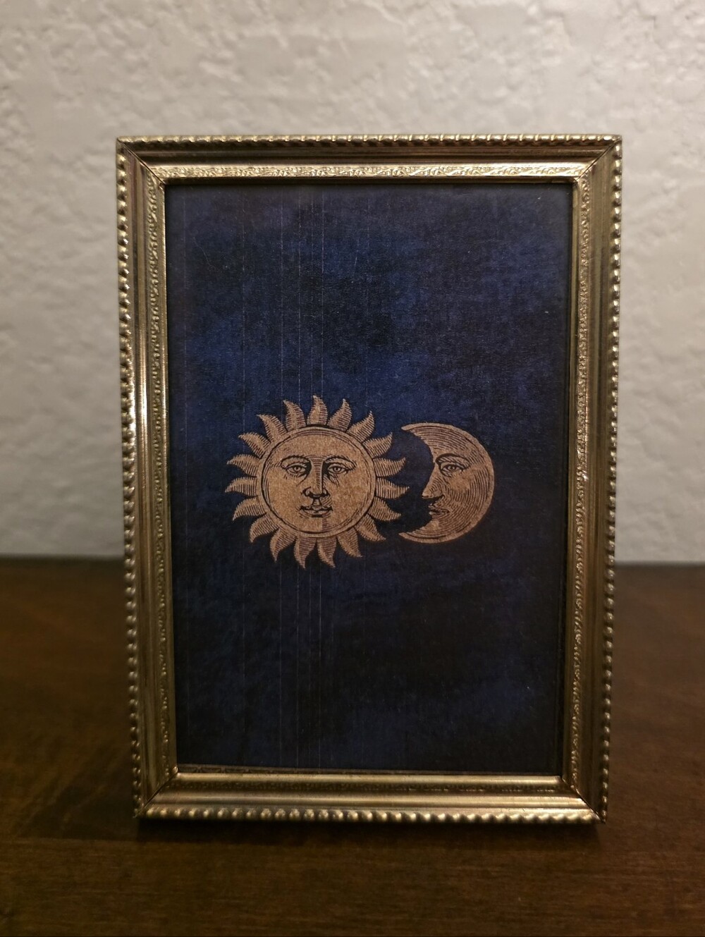 90's Vibe Celestial Sun Moon Print in Vintage Gold Frame 5x4 Whimisgoth Y2K